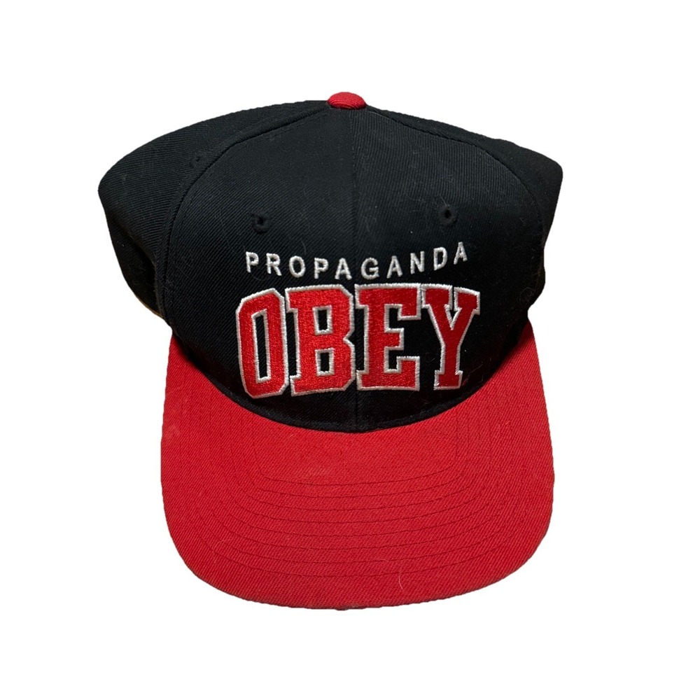 Obey Propaganda Hat‎ Red And Black Snapback Hat OSFA Wool Mix